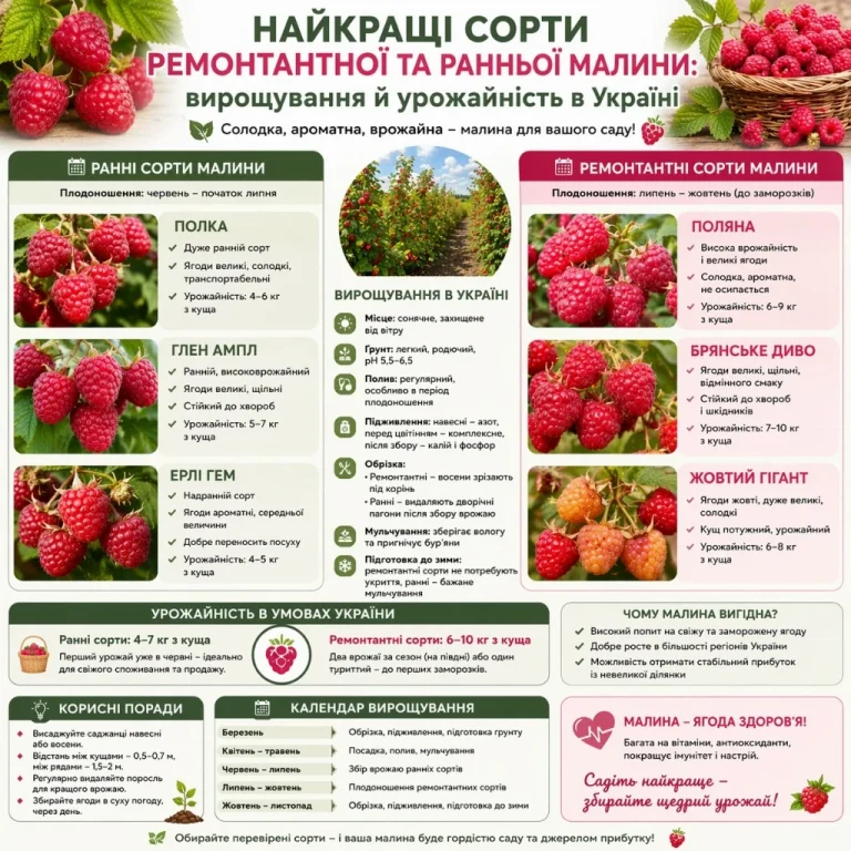 Найкращі ремонтантні сорти малини для українського саду